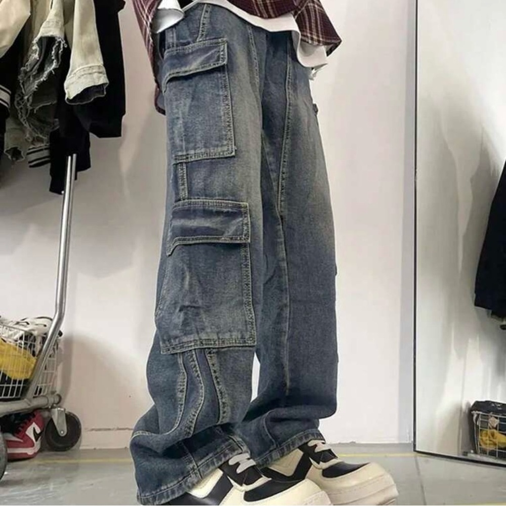 ROMWE Denim Cargo Blue Jeans 33x30